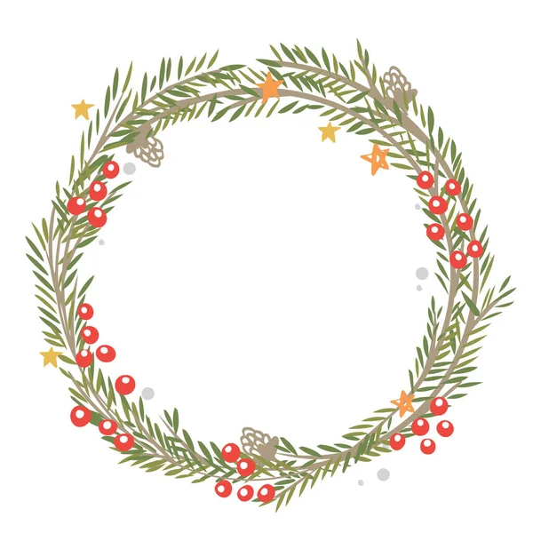 Couronne de Noël sur fond blanc — Image vectorielle