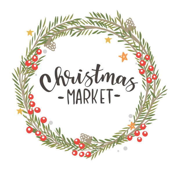 Рождественский венок на белом фоне
