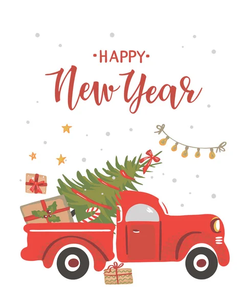 Bir Noel ağacı Noel Kırmızı kamyon.