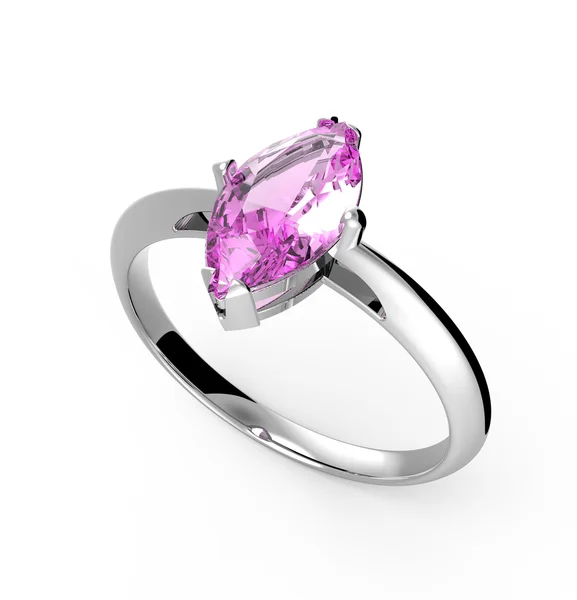 Vigselring wiith diamant. 3D illustration — Stockfoto