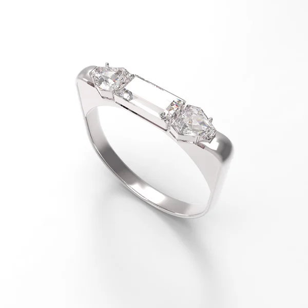 Ehering mit Diamant. 3D-Darstellung — Stockfoto