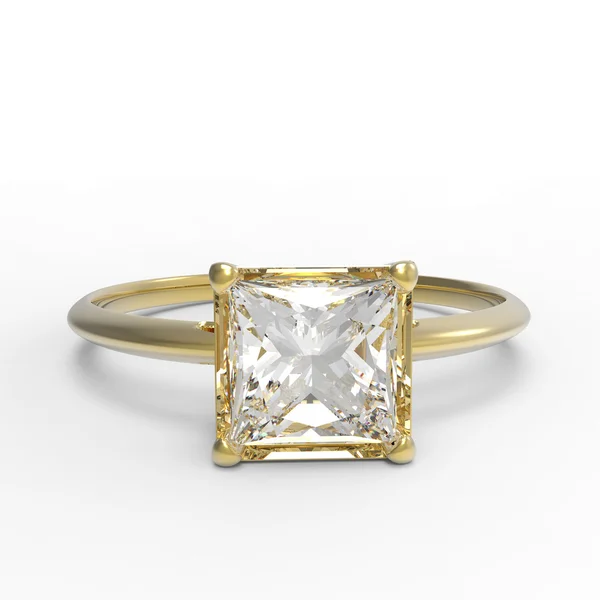 Anello da sposa con diamante. Illustrazione 3D — Foto Stock