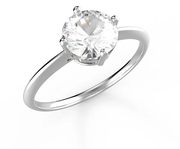 Wedding ring med diamant. 3D-rendering — Stockfoto