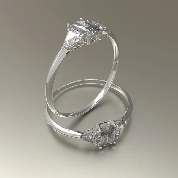 Γαμήλια δαχτυλίδια με διαμάντια. απόδοσης 3D — Φωτογραφία Αρχείου