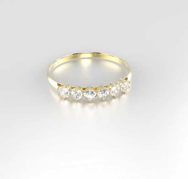 Anillo de bodas de oro con diamante. Ilustración 3D —  Fotos de Stock