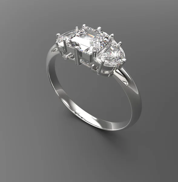 Vigselring wiith diamant. 3D illustration — Stockfoto