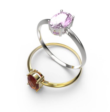 Elmas yüzük. Beyaz arka plan üzerinde izole.