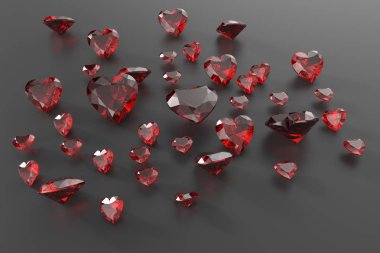 Arka plan kırmızı değerli taşlar ile. 3D çizim