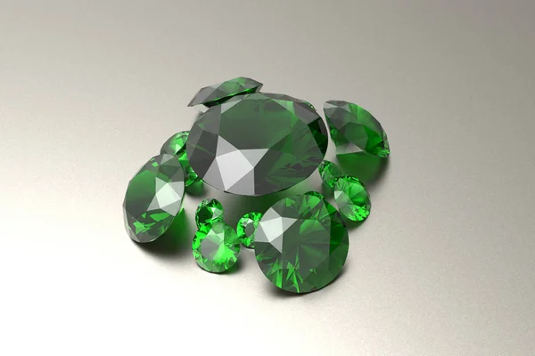 Hintergrund mit grünen Edelsteinen. 3D-Illustration Stockbild