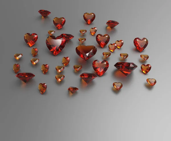 Fondo con piedras preciosas rojas. Ilustración 3D —  Fotos de Stock