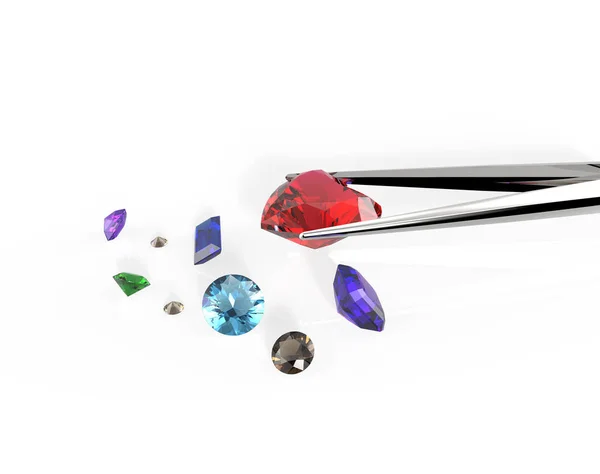 Collection of gemstones. 3D illustration Royalty Free Stock Images