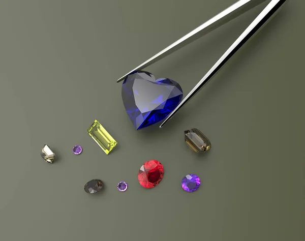 Coleção de pedras preciosas. Ilustração 3D — Fotografia de Stock