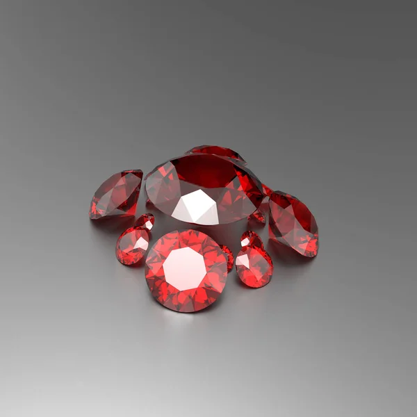 Fondo con piedras preciosas rojas. Ilustración 3D Fotos de stock libres de derechos