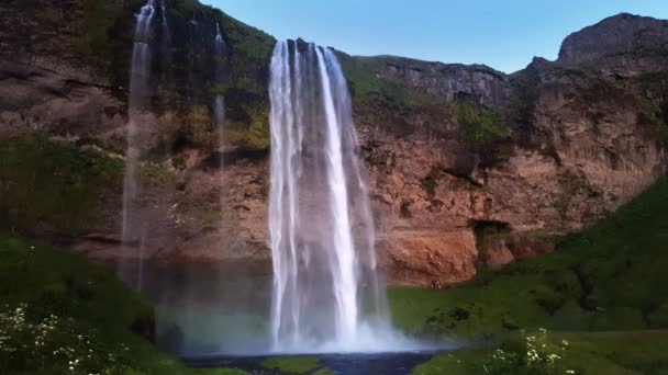 Vattenfallet skogafoss på Island — Stockvideo