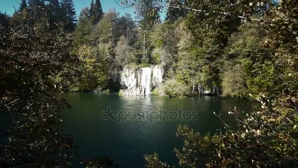 Waterfall on a sunny day — Stock Video