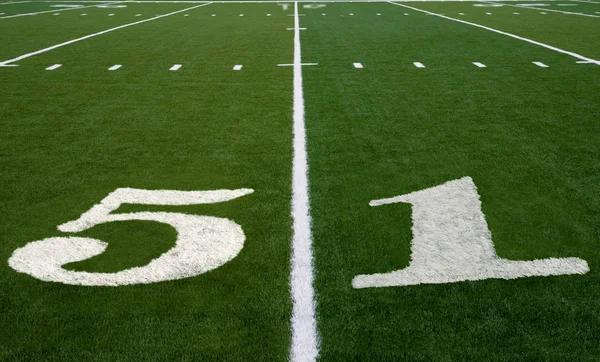 Football Field 51 Yard Line — Stock Photo, Image