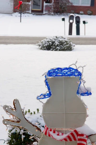 クリスマス雪だるまを見た後、写真のツリーの肖像画 — ストック写真