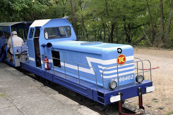 Small tourist train between Sainte Cecile d'Andorge and Saint Ju — Stock Photo, Image