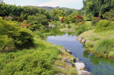 parkta Andu bambu çiftliğin Japon Bahçesi