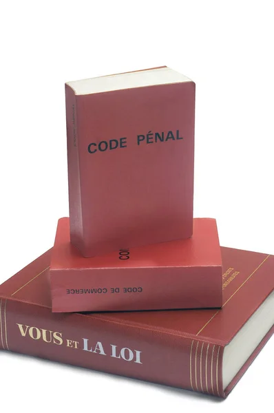 Libri giuridici e codice penale francese — Foto Stock