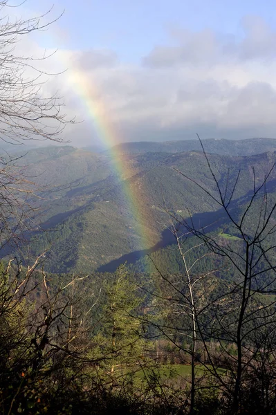 Rainbow in the mountains in the Cevennes and the French departme — Stock Photo, Image
