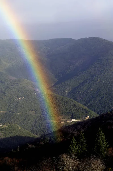 Rainbow in the mountains in the Cevennes and the French departme — Stock Photo, Image