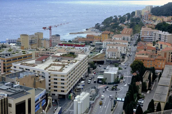 Légi Kilátás Monaco Építési Munkálatok Magasból Egzotikus Kert — Stock Fotó