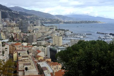 Egzotik bahçenin yükseklerinden Monako 'nun havadan görünüşü