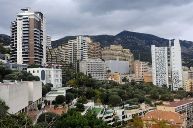 Egzotik bahçenin yükseklerinden Monako 'nun havadan görünüşü