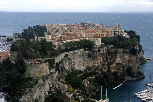 Aerial View Monaco Its Rock Heights Exotic Garden — Stock Photo, Image