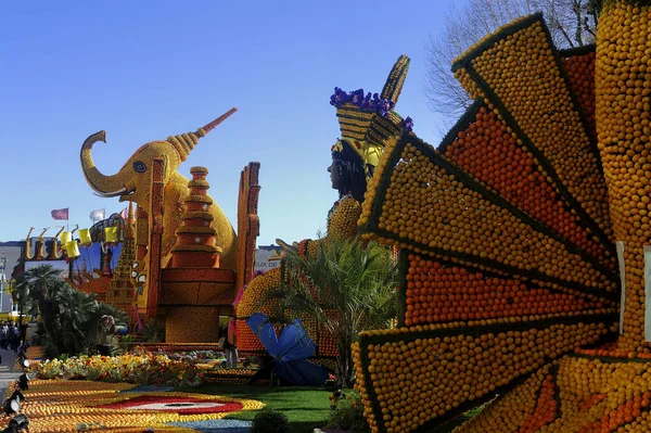 Bioves Jardines Menton Durante Festival Del Limón Febrero 2020 — Foto de Stock