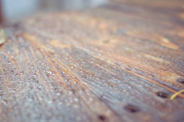 Doğal dokulu yüzey arka plan için eski ahşap tezgah tablo görünümünü kapatın. En iyi görünüm düz yatıyordu stil tasarım