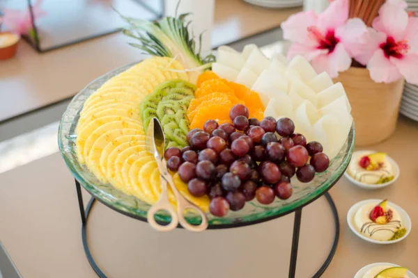 catering services background with fruits and berry in restaurant