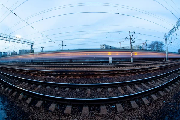 De nacht railroad — Stockfoto