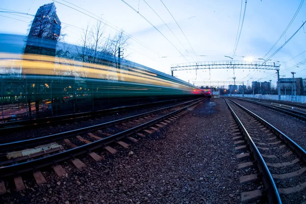 De nacht railroad — Stockfoto