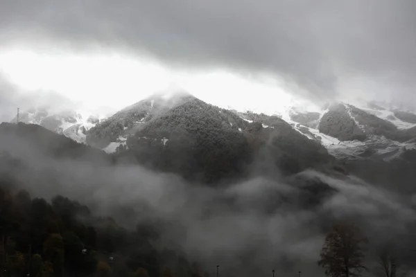 Panorama du paysage hivernal brumeux — Photo