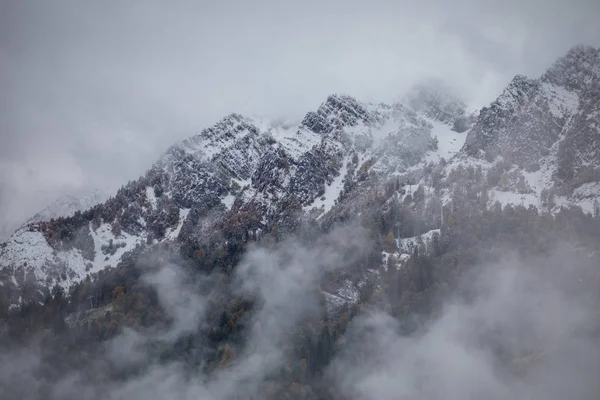 Panorama du paysage hivernal brumeux — Photo