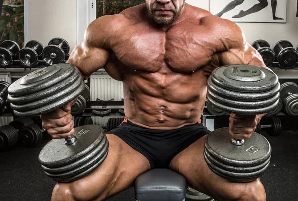 Atleta Muscular Construtor Corpo Ginásio Treinamento — Fotografia de Stock