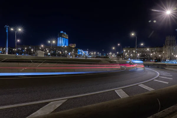 Traffic Night City Road Long Exposure — Stock Photo, Image