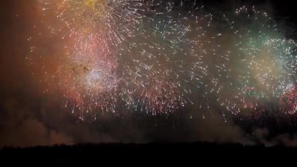 Vuurwerk Schijnt Nachtelijke Hemel Moskou Mei 2020 Jaar — Stockvideo