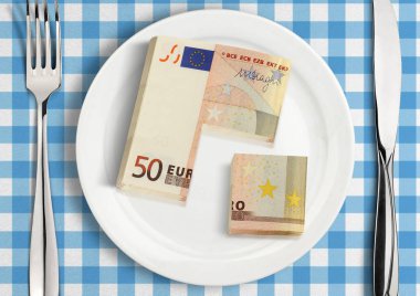 Para tabağında, finans pay kavramı kesmek