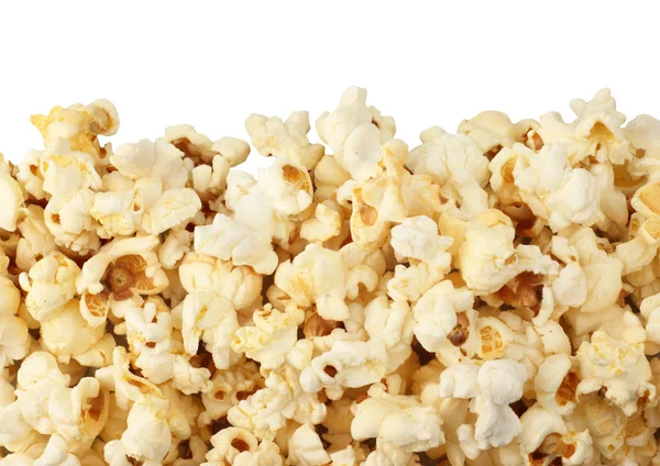 Close-up popcorn border isolated on white — Stock Photo, Image