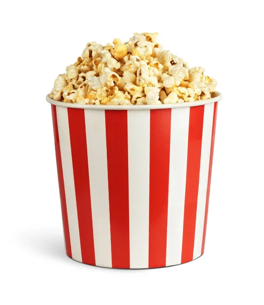 Popcorn in kartonnen doos geïsoleerd op wit Rechtenvrije Stockfoto's