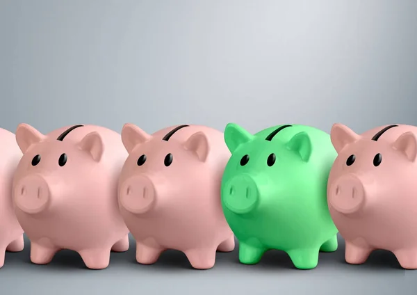 Sparschweine in Folge, Erfolgskonzept finanzieren — Stockfoto