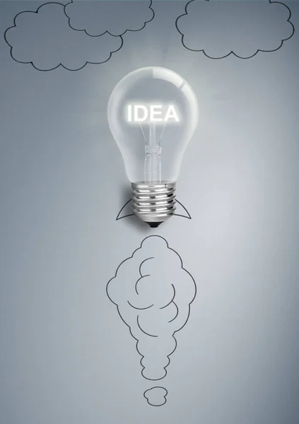 Concept d'idée de réussite, démarrage de fusée d'ampoule Images De Stock Libres De Droits