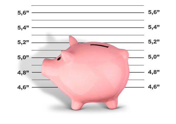 Pénzügyi bűnözés és a büntetőjogi pénz koncepció, rendőrségi fotó malacka ba — Stock Fotó