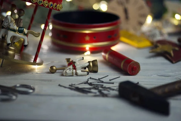 Dans l'atelier du Père Noël Images De Stock Libres De Droits