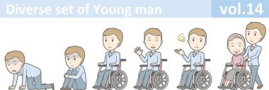 Genç adam, Eps10 vektör biçimi vol.14 farklı kümesi