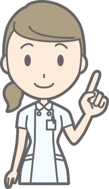 Beyaz takım giyen bir hemşire işaret ediyor illüstrasyon bir 