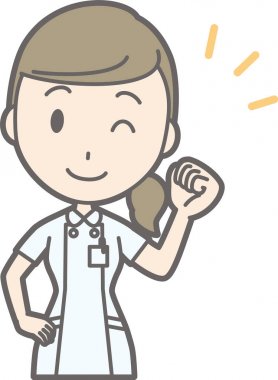 Beyaz takım giyen bir hemşire winks ve oyun illüstrasyon